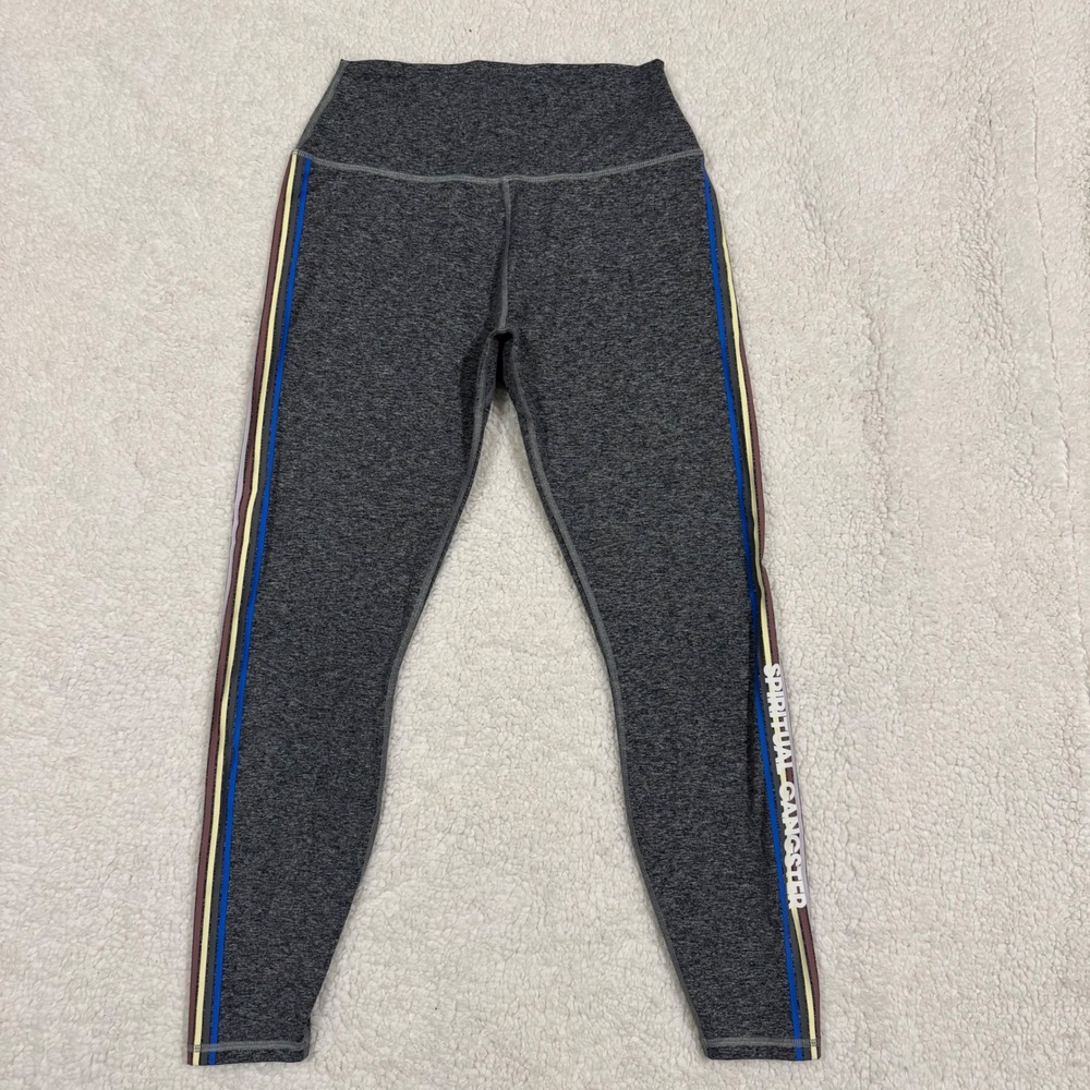 Spiritual Gangster High Waist Stripe Leggings Heather Grey Medium Yoga Athletic - Picture 2 of 11